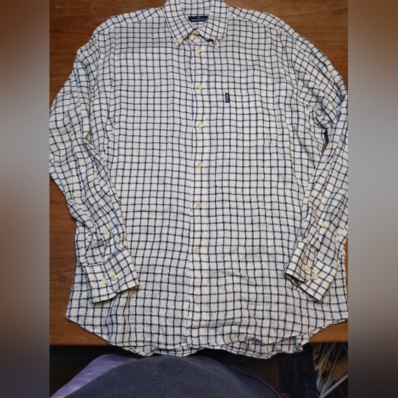 Eremenegildo Zegn Other - Eremenegildo Zegna Men's Collared Shirt, Sz XL 100% Linen Cream with Blue…